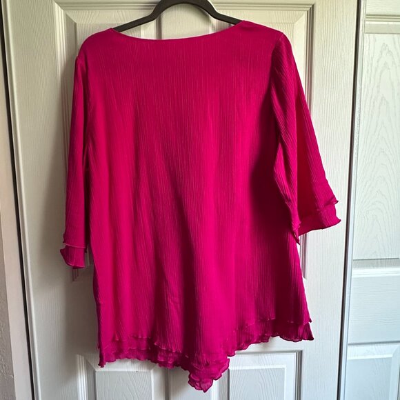 Soft Surroundings Women's Large Pink Siesta Key Layered Gauze Cotton Tunic Top - Picture 2 of 7